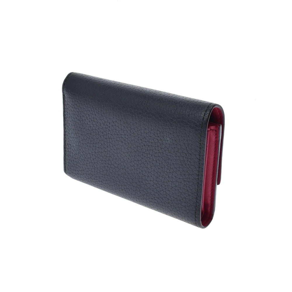Louis Vuitton Noir Black Portefeuille Compact Hot Capucines Leather Pink Tri